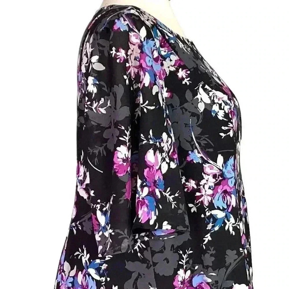 Torrid Mini Dress Womens 18 Black Floral Georgette Flutter Sleeve Lined - Picture 5 of 9